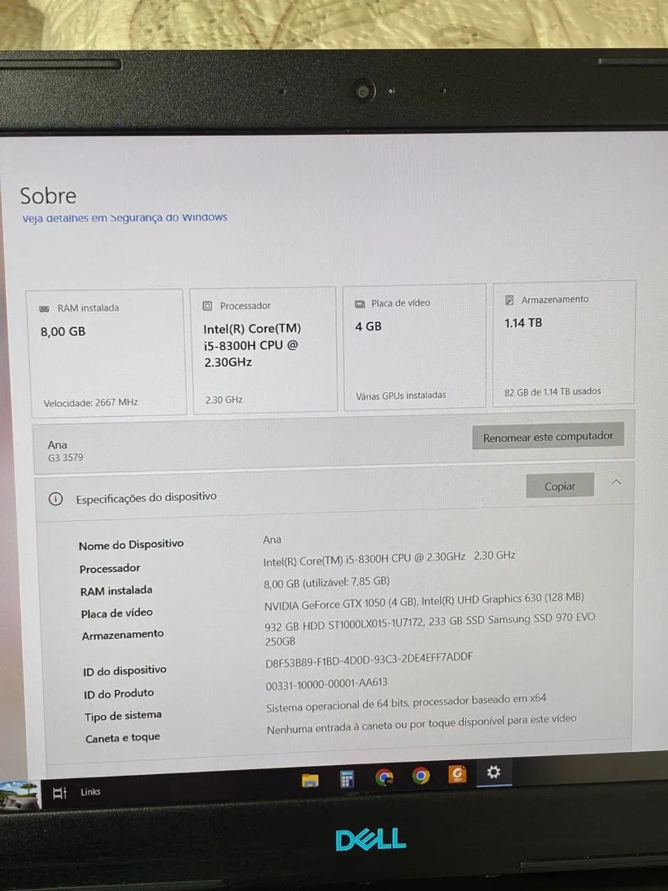 Notebook Dell g3 3579 Com placa de video - Foto 5