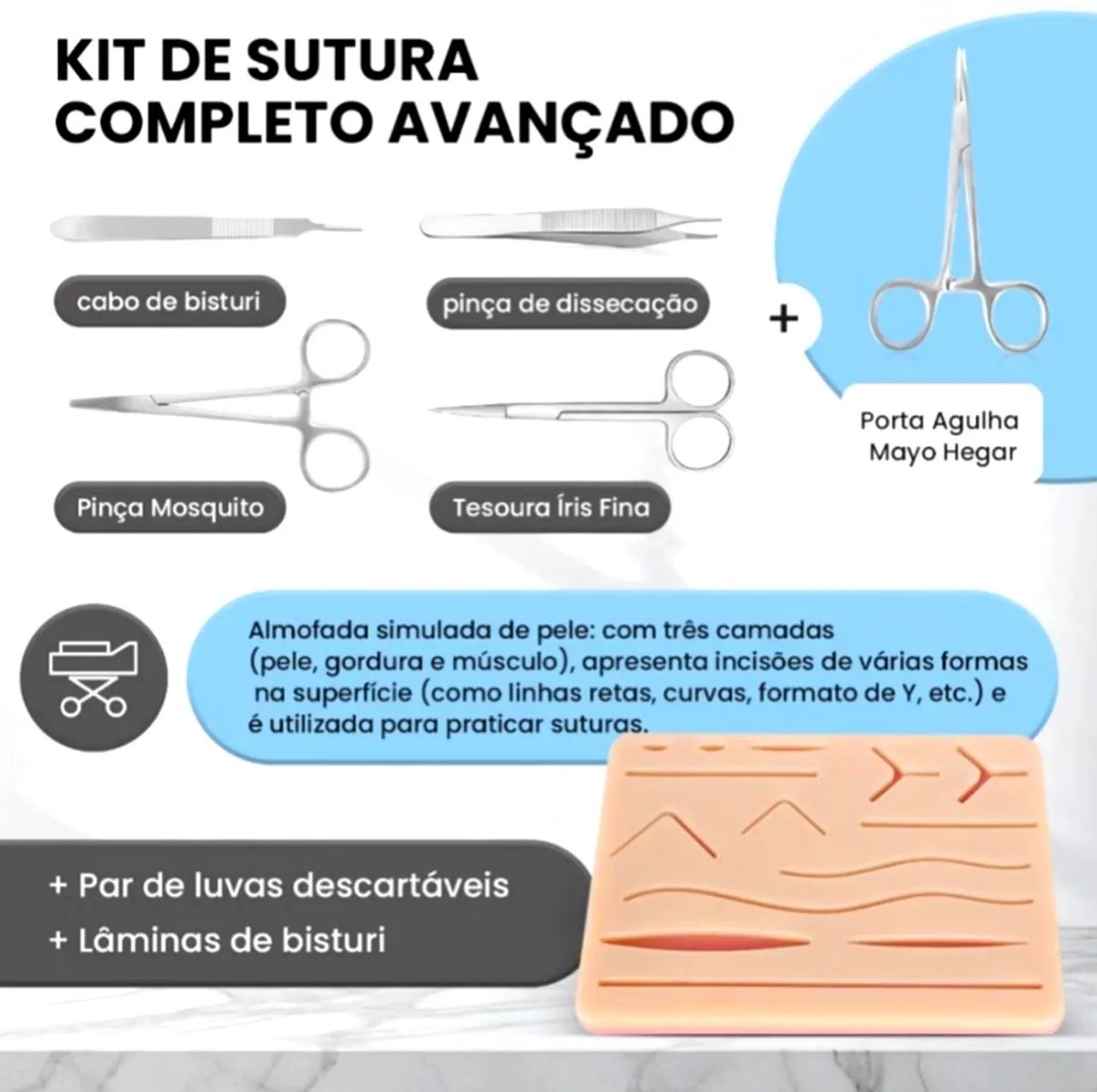 Kit Treino Veterinária com Pad Simulador + Instrumentais - 25 peças - Foto 5