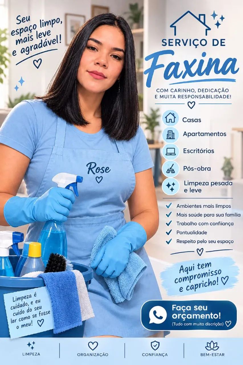 Faxinas em geral e organização de ambientes