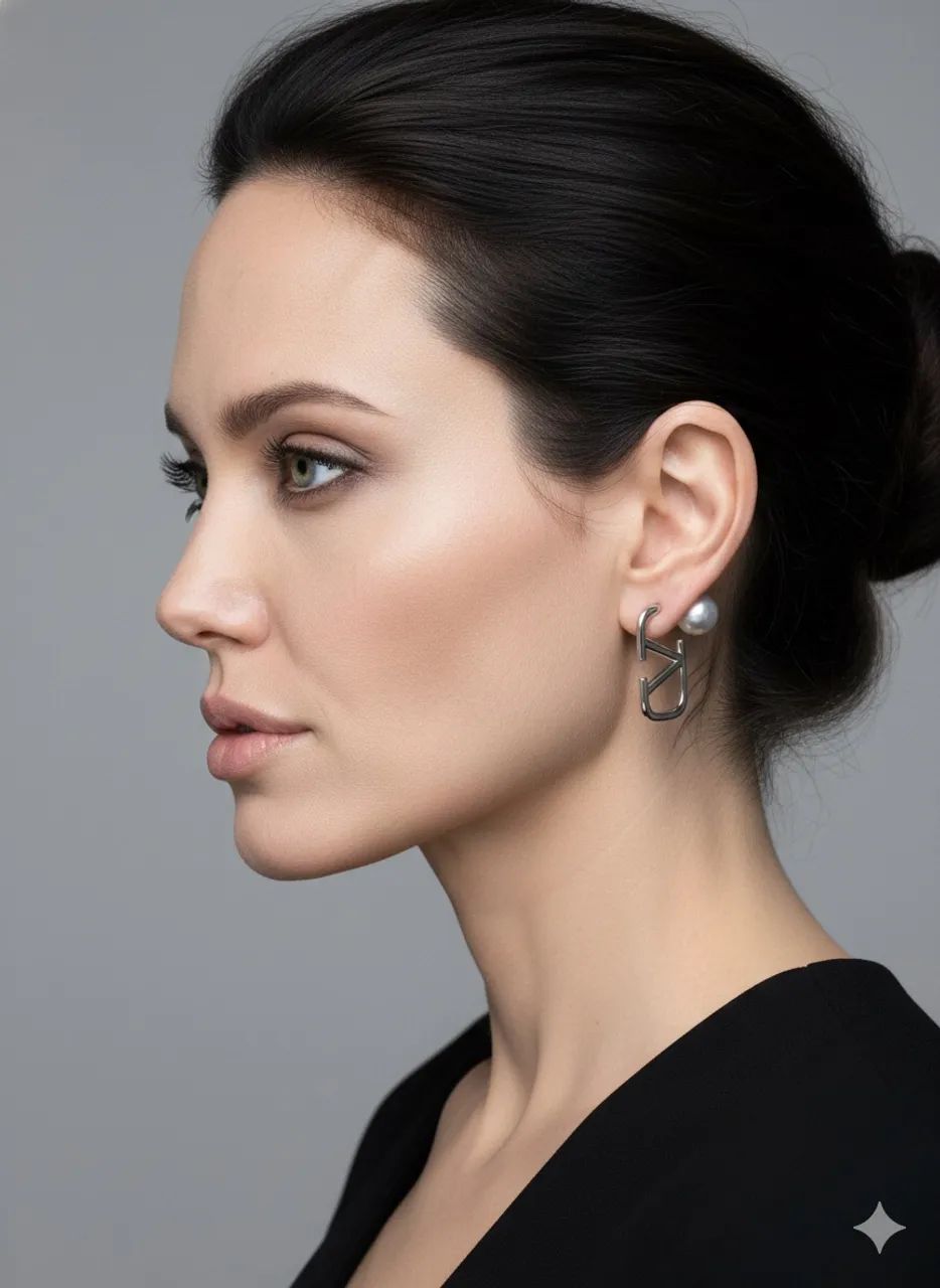 Brinco prateado Valentino inspiração com pérolas  - Foto 2