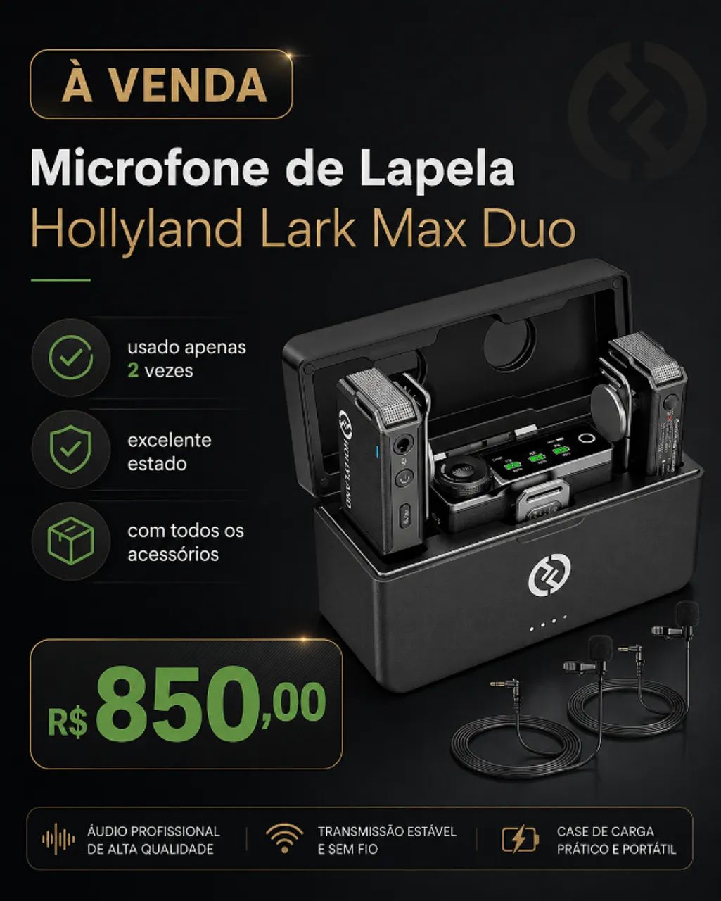 Microfone Hollyland Max Duo 