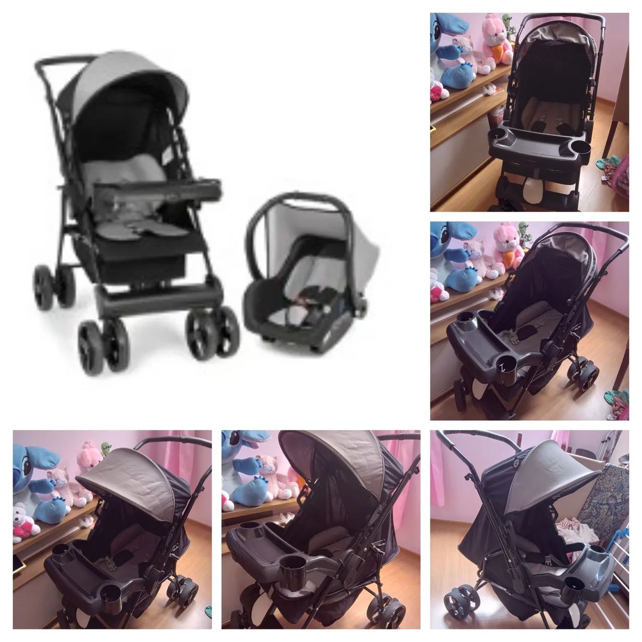 Kit carrinho de bebê e bebê conforto