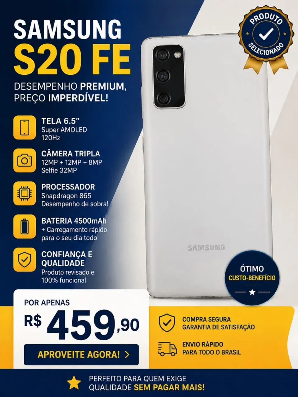 Celular Samsung S20 FE Branco pérola  - Foto 2
