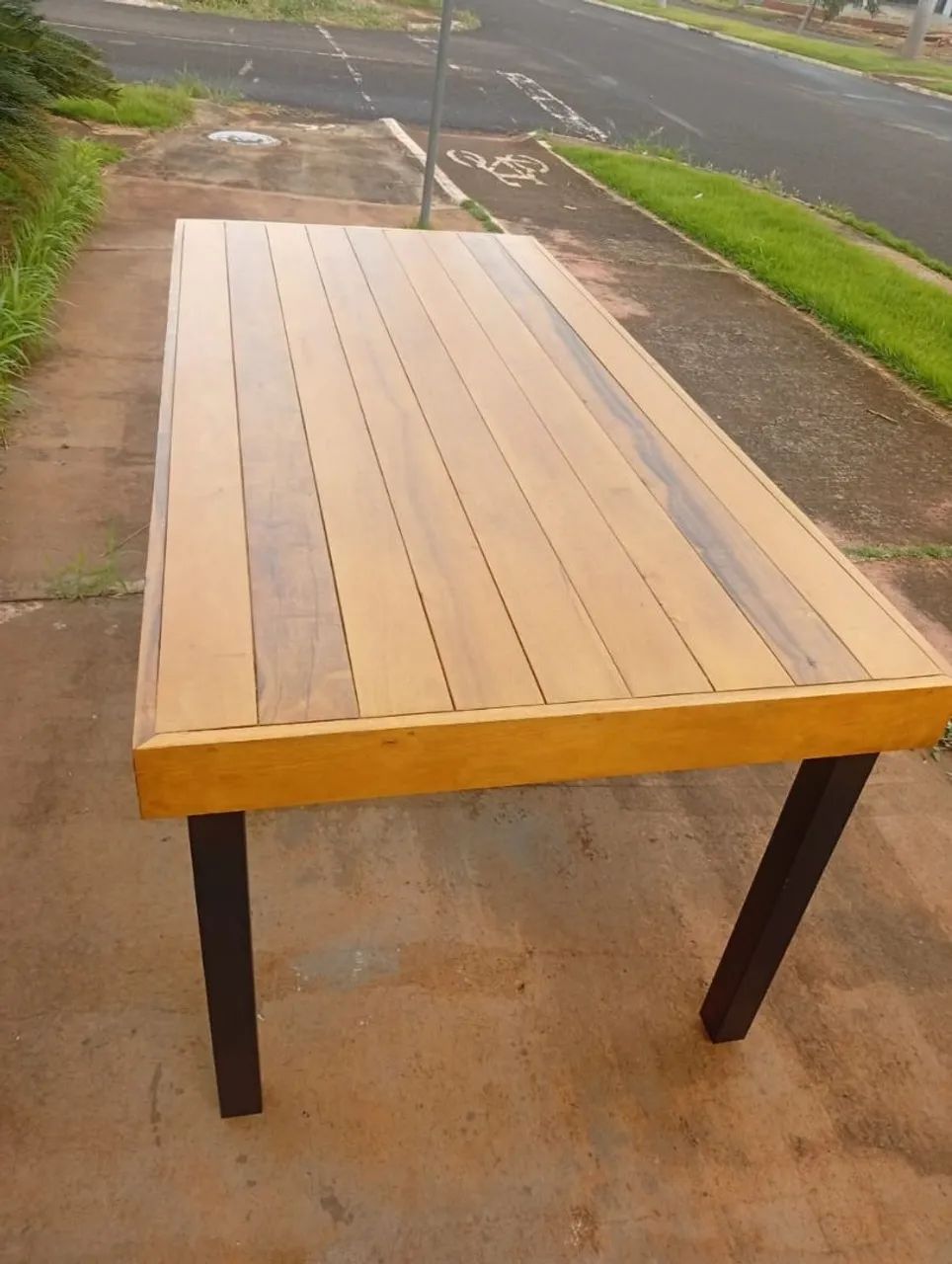 Mesa de madeira estrutura de aço  - Foto 2