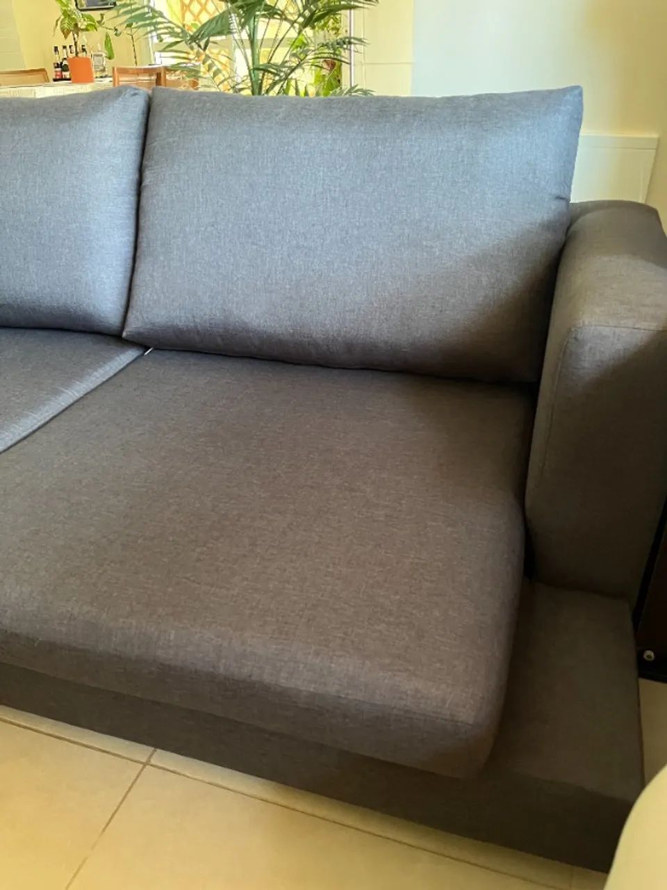 Sofá Linho 4 lugares HABITATO Sofás - Cinza chumbo 2 metros - Foto 3