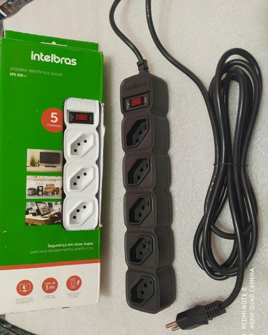 Protetor eletrônico com 5 tomadas filtro de linha intelbras 