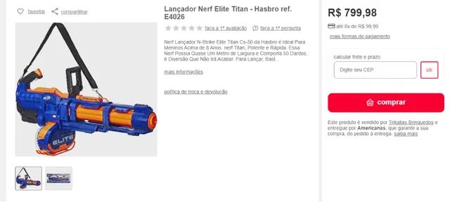 Nerf N-Strike - Elite - Titan CS-50 - E4026 - Hasbro - Real Brinquedos