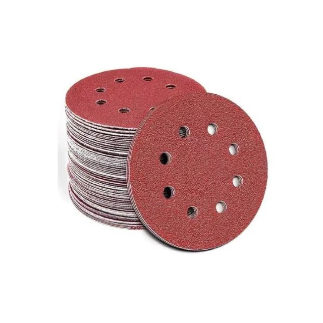 Kit com 10 unidades de Disco De Lixa Tipo Velcro 8 Furos- (125mm)