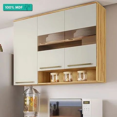 Armario Aéreo 3 Portas Napoli Prime, 100% MDF - Ronipa