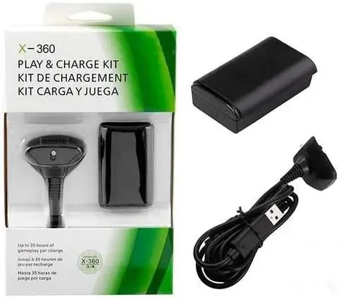 Kit cabo carregador e bateria do controle xbox 360