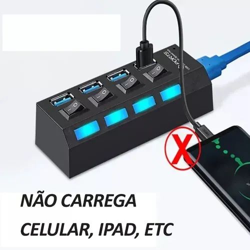Hub 4 Portas Cabo Usb 3.0 Extensor 4 Portas Pen Drive - Loja Natan Abreu  - Foto 2