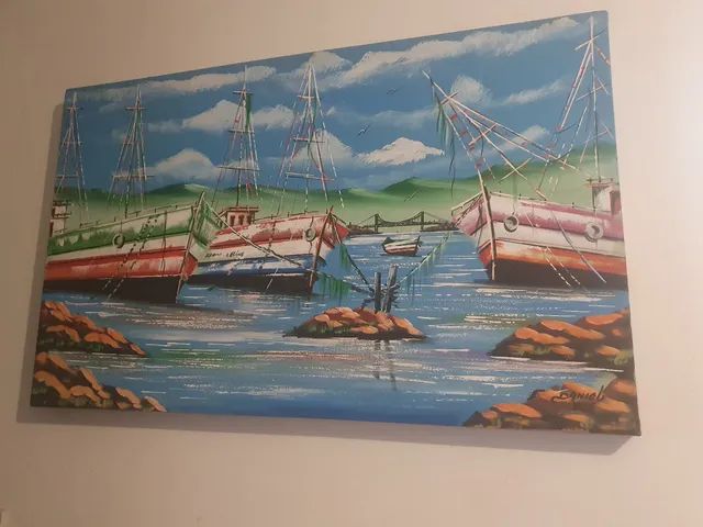 Quadro barcos da ilha