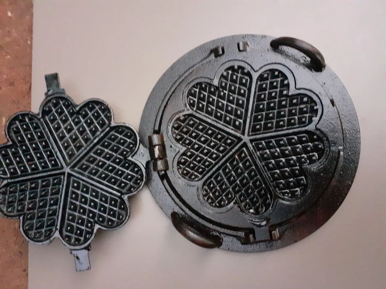 Antigo Waffel Maker - Ferro Fundido - Foto 3