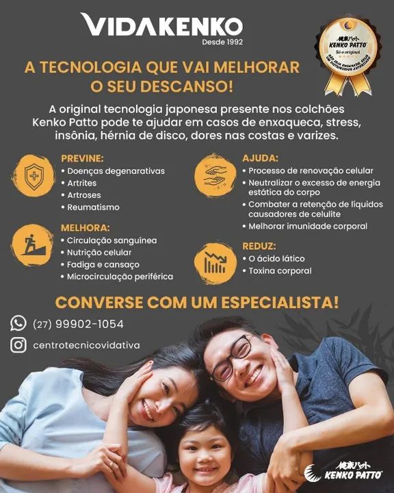 Legitimo Colchão Kenkopatto, melhor circulação, dor de coluna e + www.vidakenko.com.br