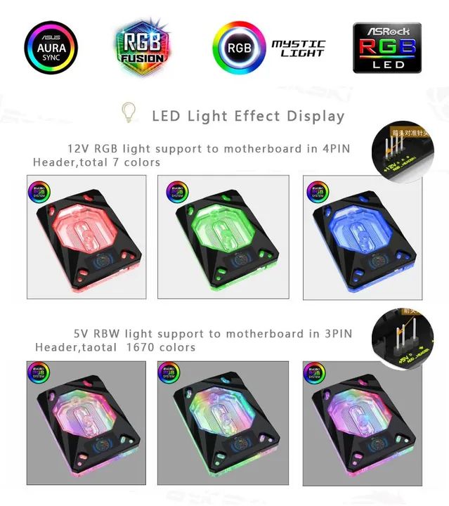 Bloco processador bykski RGB am3 am4 watercooler  - Foto 4