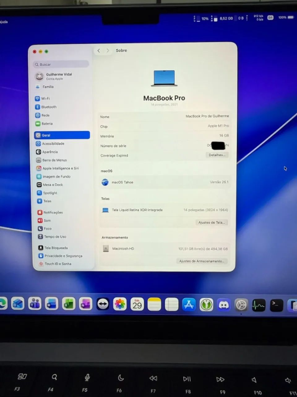 Apple MacBook Pro M1 Pro 2021 16gb RAM 512gb SSD 14