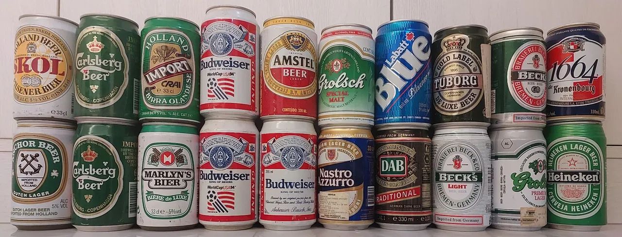Coleção de latas de cerveja importadas da década de 1990 - Foto 2
