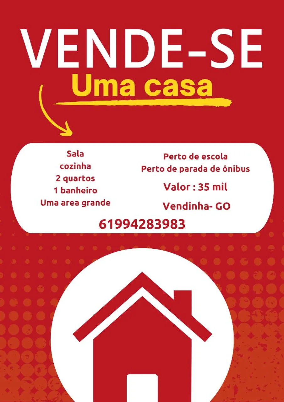 Vende-se uma casa na Vendinha Goiás