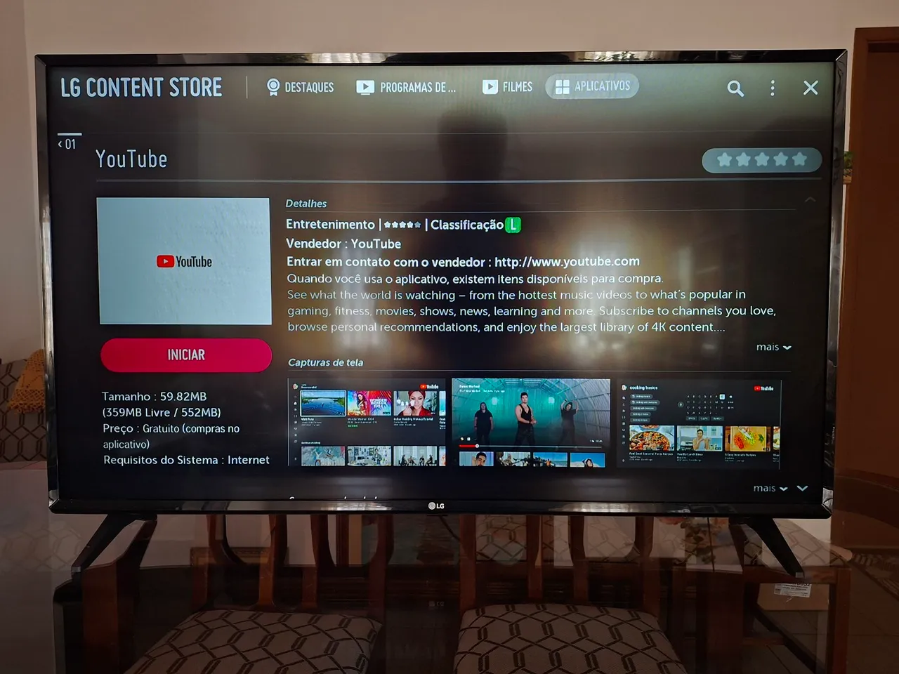 TV LG - Smart TV com acesso ao YouTube