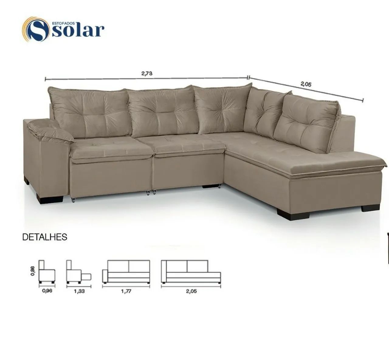 Sofá de Canto Estofado Taurus - Conforto e Design! - Foto 2