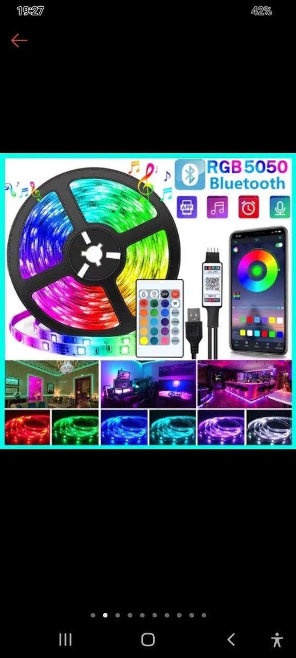 Fita LED RGB 5050 10 metros Bluetooth - Iluminação Inteligente
