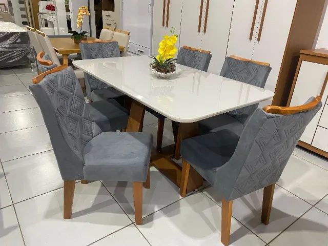 Mesa Celeste 1,60x90 - 6 Cadeiras Stela   - Foto 2