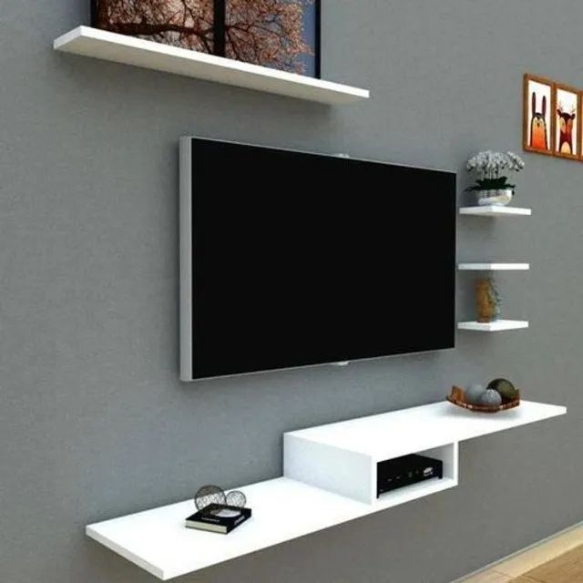 Rack Suspenso Para Salas Quartos 4 Nichos Prateleiras Branco - Foto 3