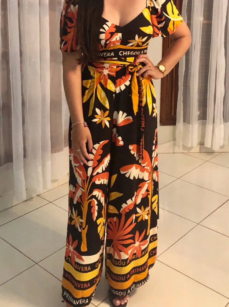 Macacão estampado floral