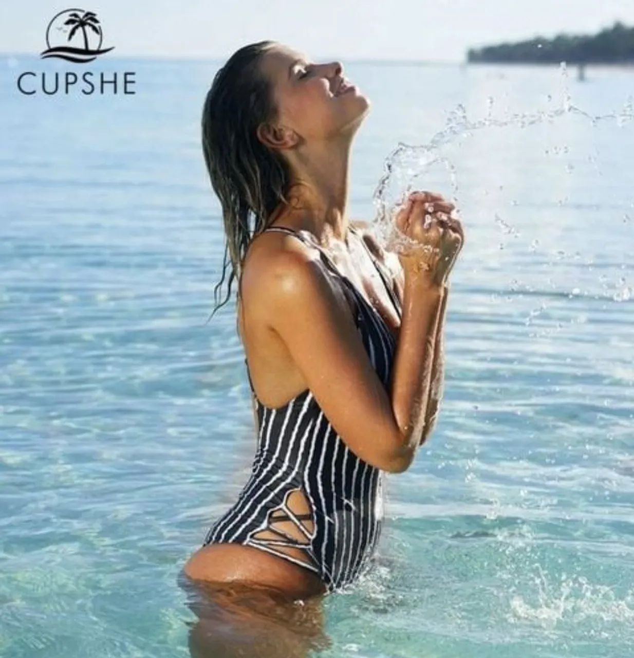 lindo maiô listrado elegante da cupshe - Foto 2