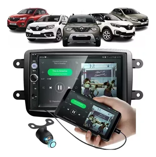 Multimidia 2 Din Sandero Logan Duster Kwid Espelhamento Cam
