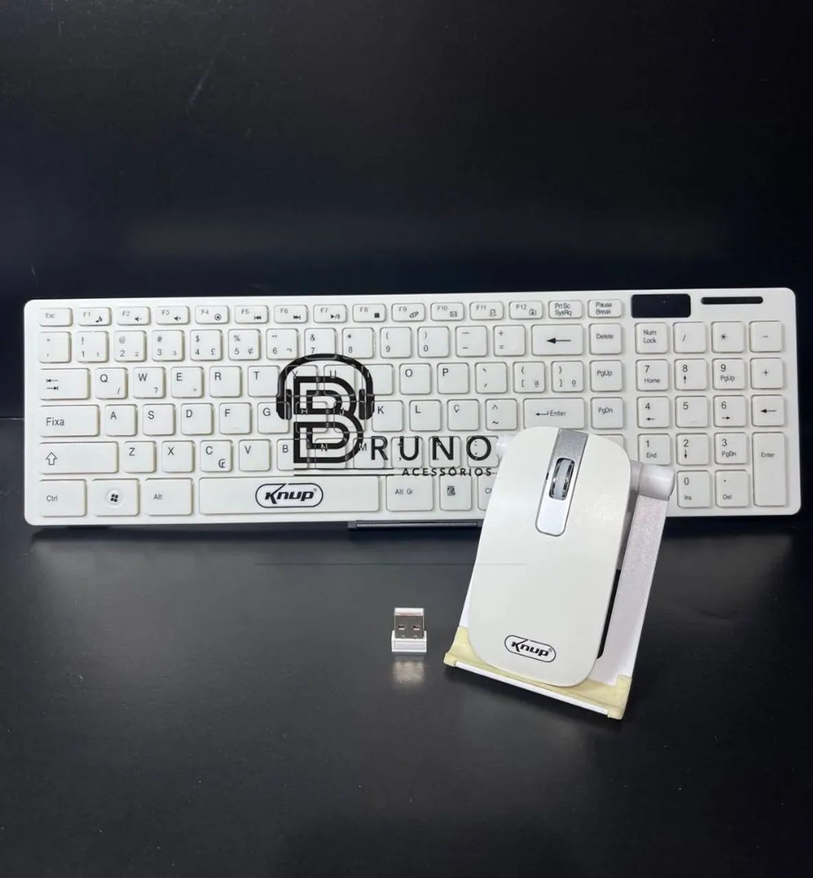 Kit Teclado E Mouse Sem Fio Wireless Branco Slim<br>