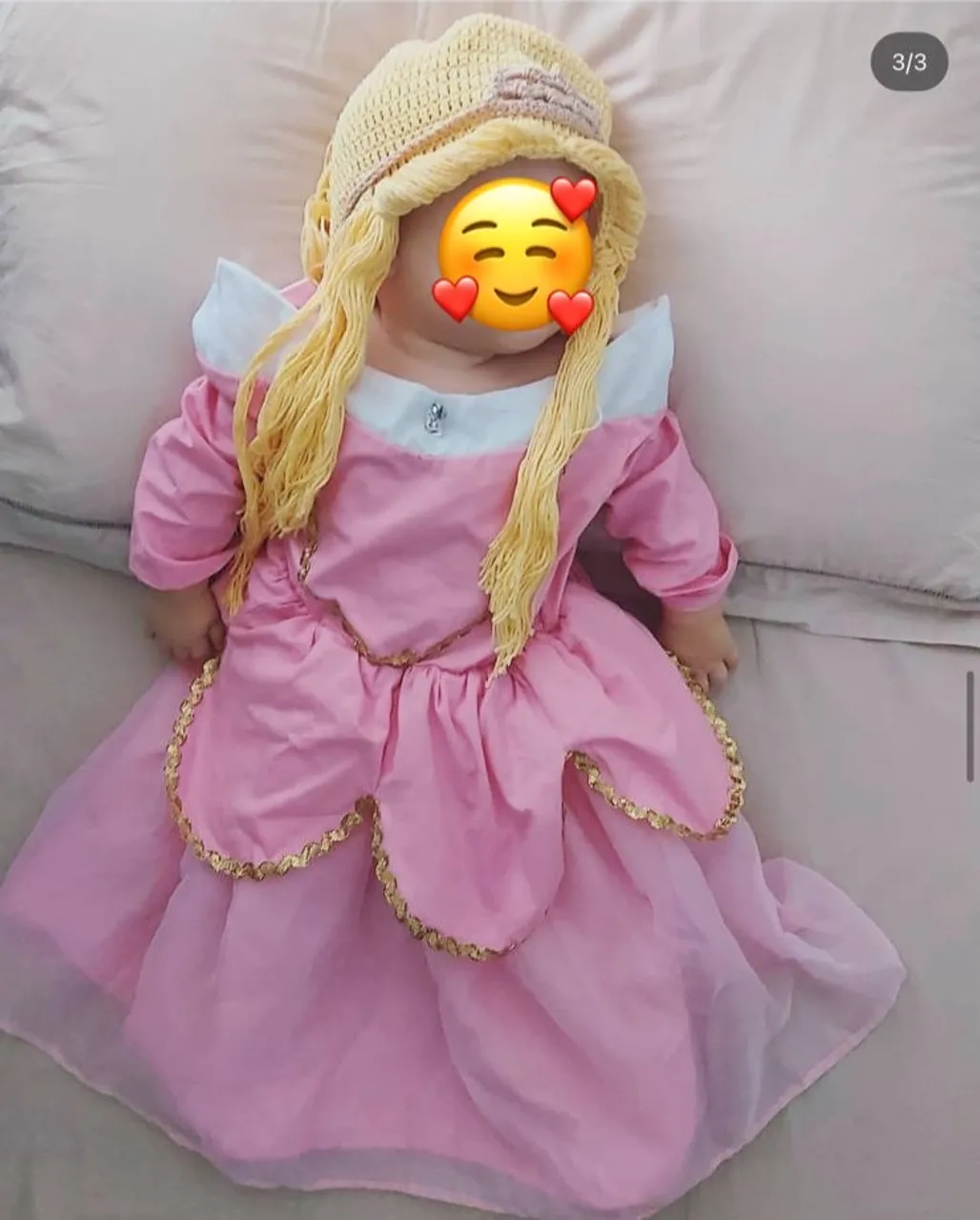 Fantasia + touca peruca Princesa Aurora Bebê 11M/1ano (Bela adormecida)
