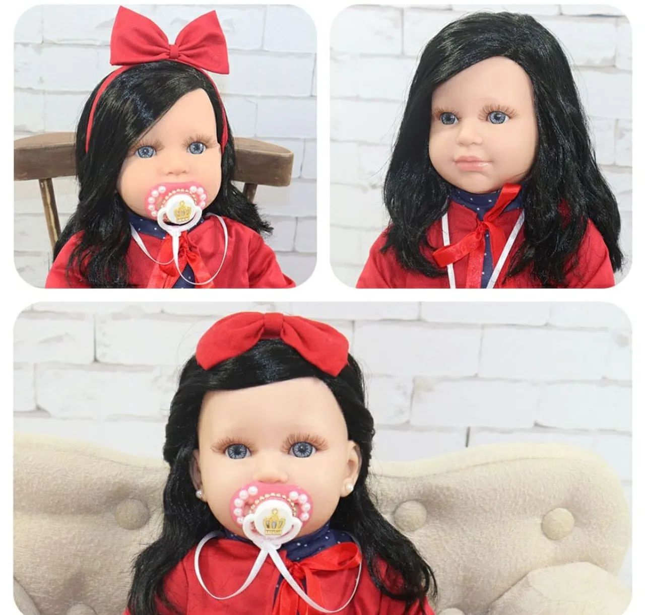 Boneca Bebê Reborn morena com Acessórios 55 cm - Foto 2