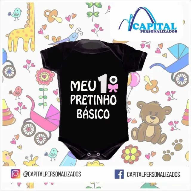 body infantil preto personalizado - Foto 6