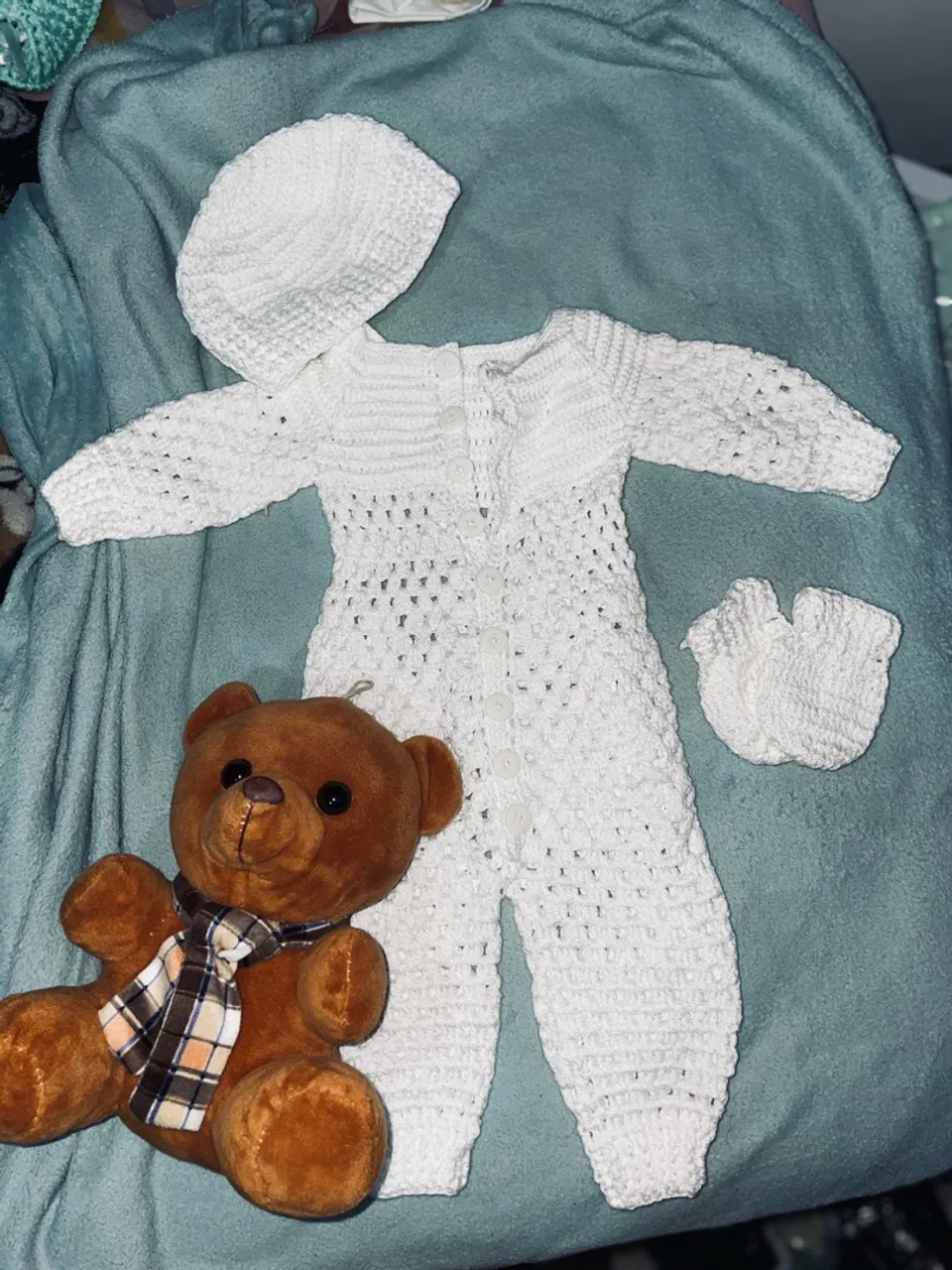 Conjunto de Bebê de Crochê Branco