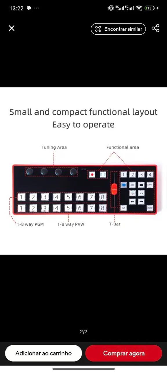 Mesa de Controle VMIX Switcher MIDI 2.0 - Transmissão ao Vivo Profissional - Foto 3