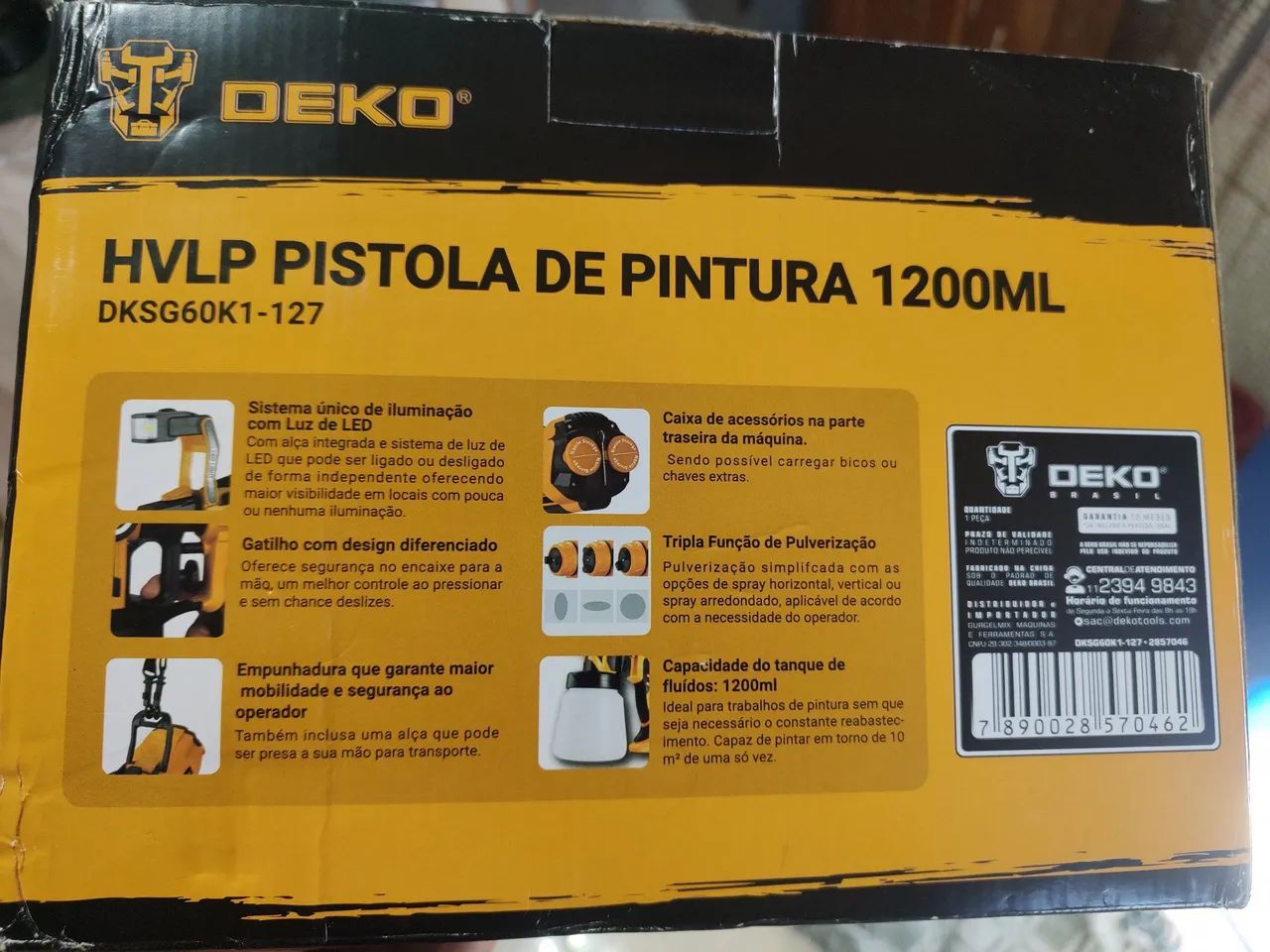 Pistola de Pintura HVLP 1200ml Deko - Profissional! - Foto 3