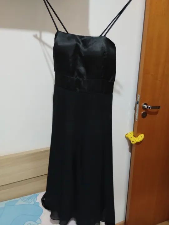 Vestido midi Preto de Seda