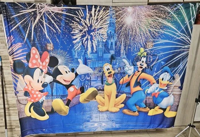 Fundo Fotográfico Tecido - turma do Mickey 1,50x2,20 (cód ff43) ***usado somente uma vez** - Foto 2