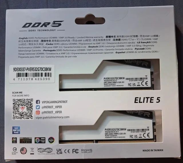 Memória RAM Viper Gaming Elite 32GB DDR5 7000Mhz CL38 RGB - Foto 3