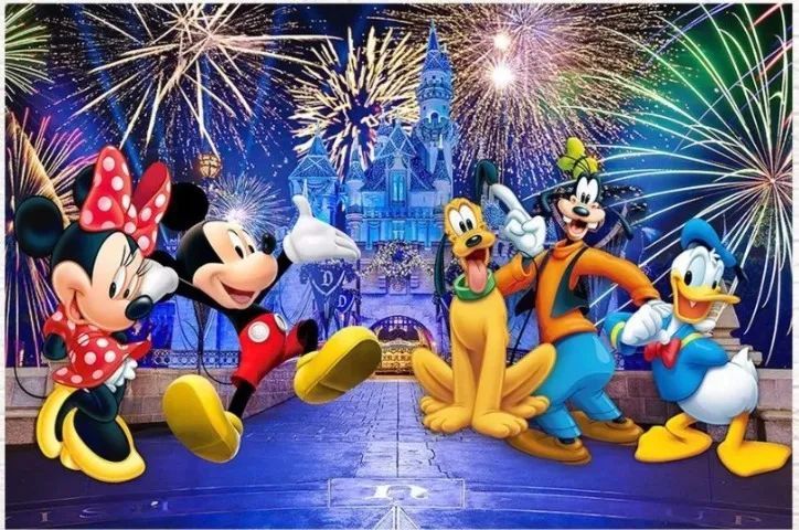 Fundo Fotográfico Tecido - turma do Mickey 1,50x2,20 (cód ff43) ***usado somente uma vez**