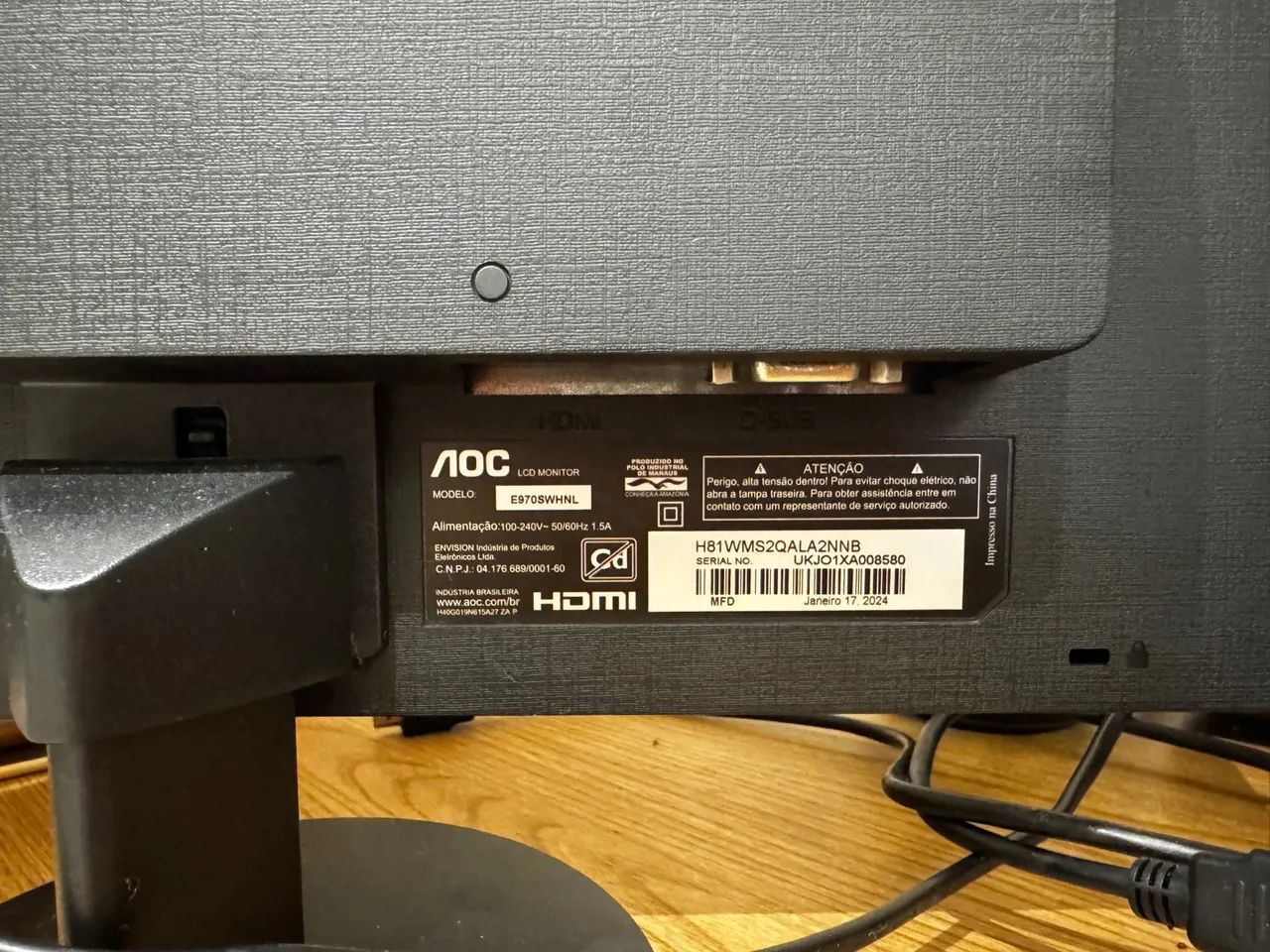 Monitor Tela AOC 18,5 Polegadas - HDMI e VGA  - Foto 3
