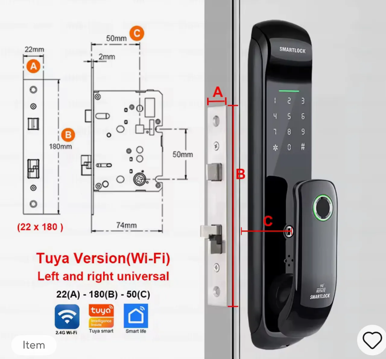 Fechadura Digital Smartlock Tuya Wi-Fi Biometria