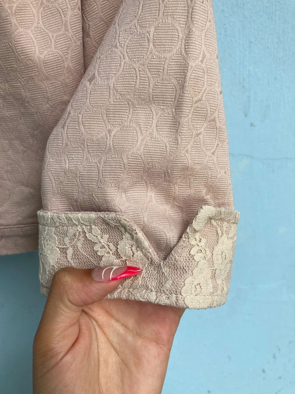 Jaqueta Cropped Rosa com Renda, Tam P - Foto 4