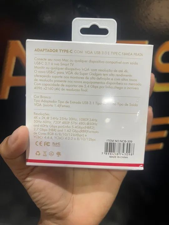 Adaptador Type-C para VGA e USB 3.0 - Novo - Foto 3