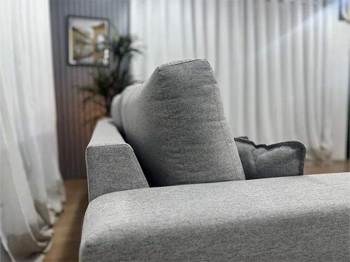 Sofá 3 Lugares com Chaise Linho Cinza - Foto 3