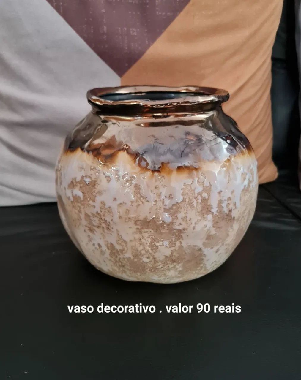 Vaso decorativo cerâmica marmorizado