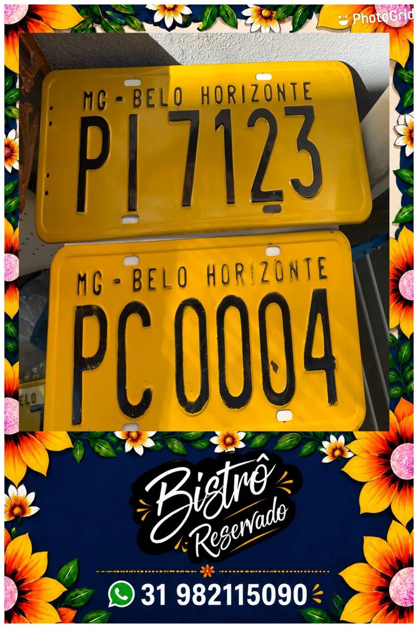 Placas de veículo amarela antiga  - Foto 3