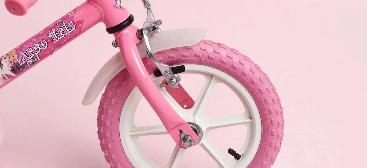Bicicleta Infantil Aro 12 Arco Íris Rosa_ Track Bikes. - Foto 5