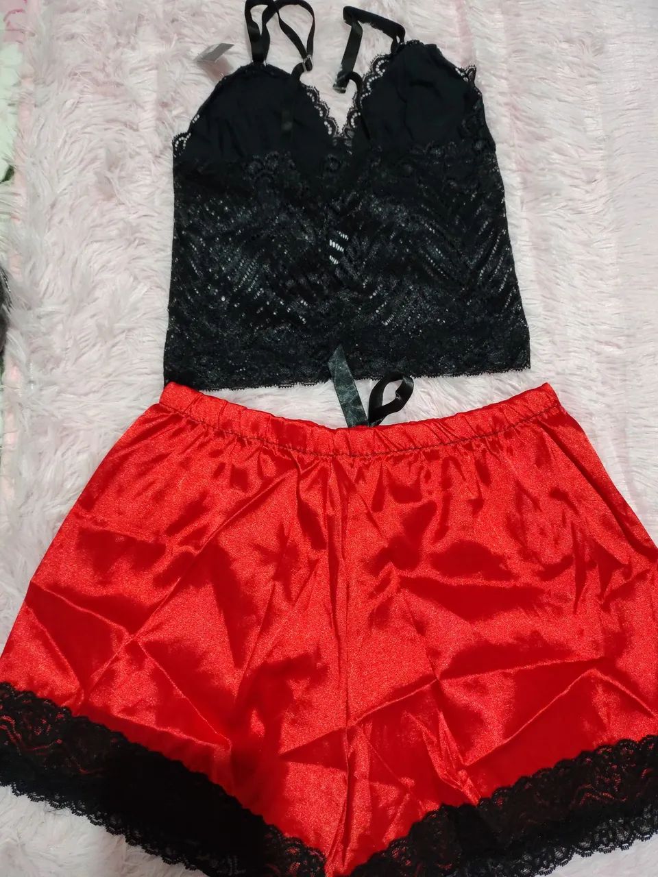 Baby Doll Cetim e renda Tam P - Foto 2
